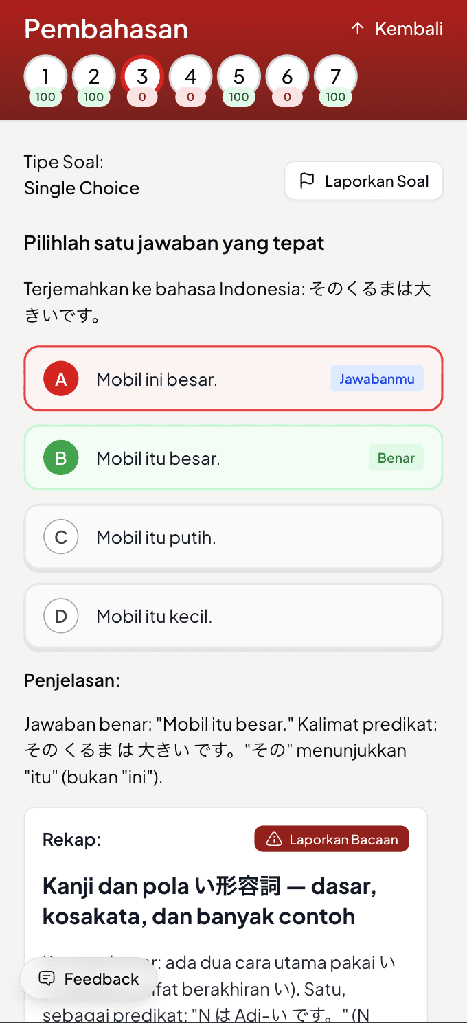 Preview platform latihan ZenLEAP, feedback dalam hitungan detik